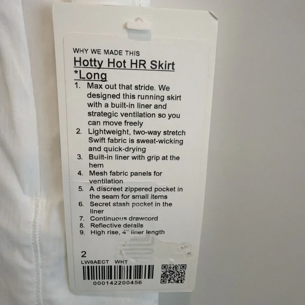 NWT Lululemon Sz 2 Long Hotty Hot HR High-Rise White Athletic Skirt Skort Tennis - Picture 3 of 16